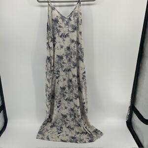 By Together Tie Dye Maxi Dress M/L Cream Gray Boho Festival Flowy Pockets Breezy